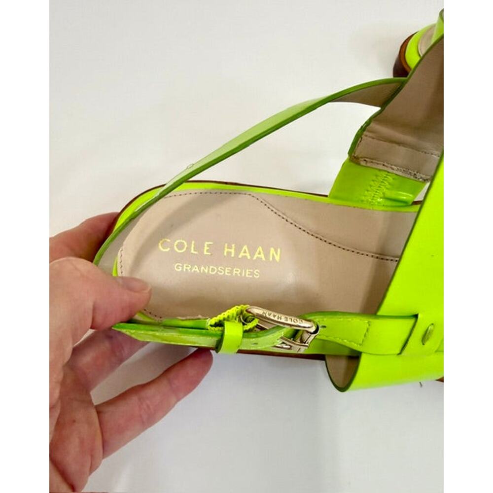 Cole Haan Grandseries Leather Sole Sandals – Neon Yellow Sz9.5B NWOT - Picture 3 of 5